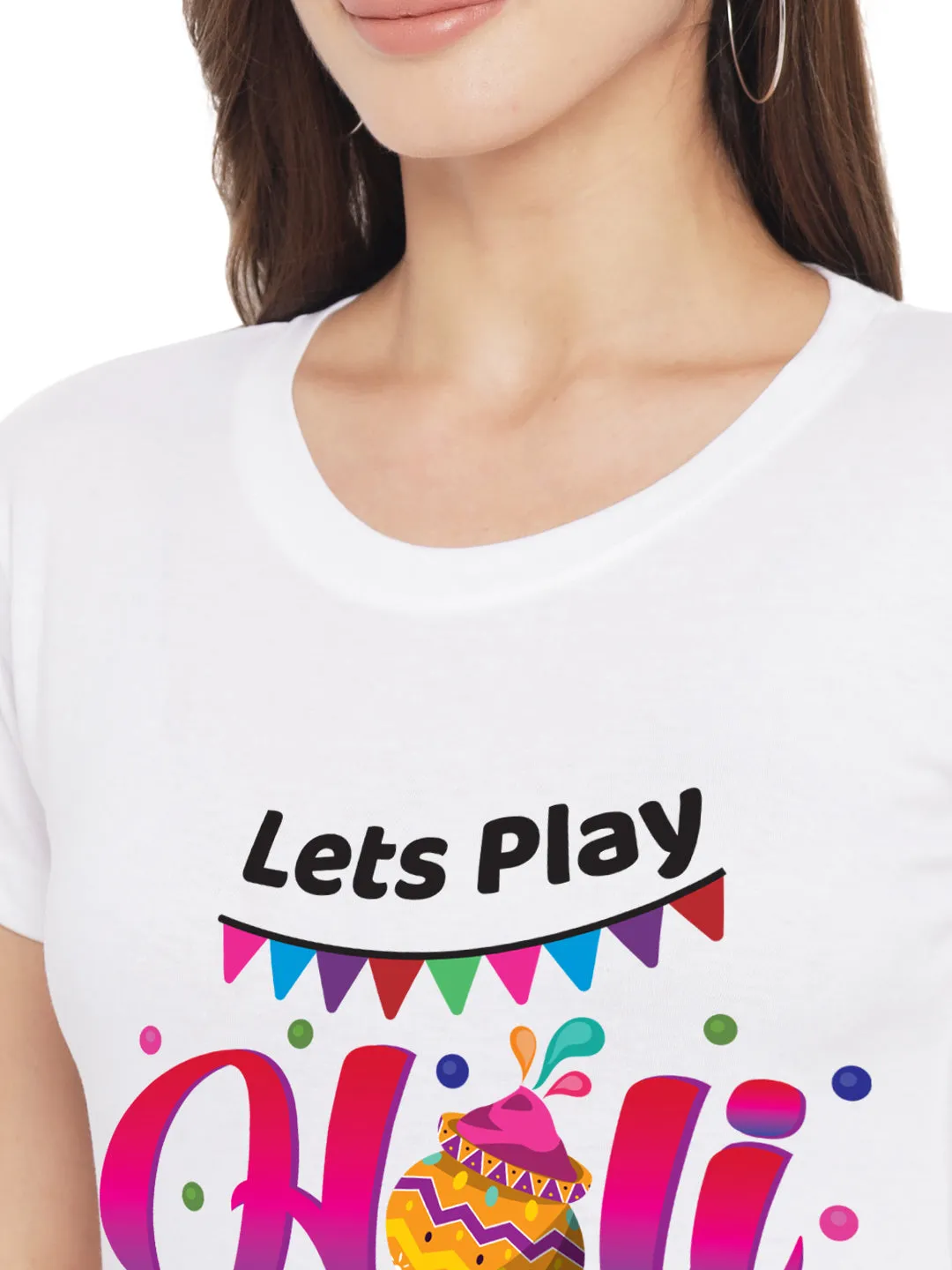Lets Play Holi Women's Tshirt w/ Custom Name