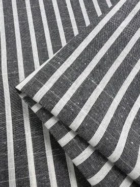 Linen Cotton - Dark Grey Stripe - 145cm