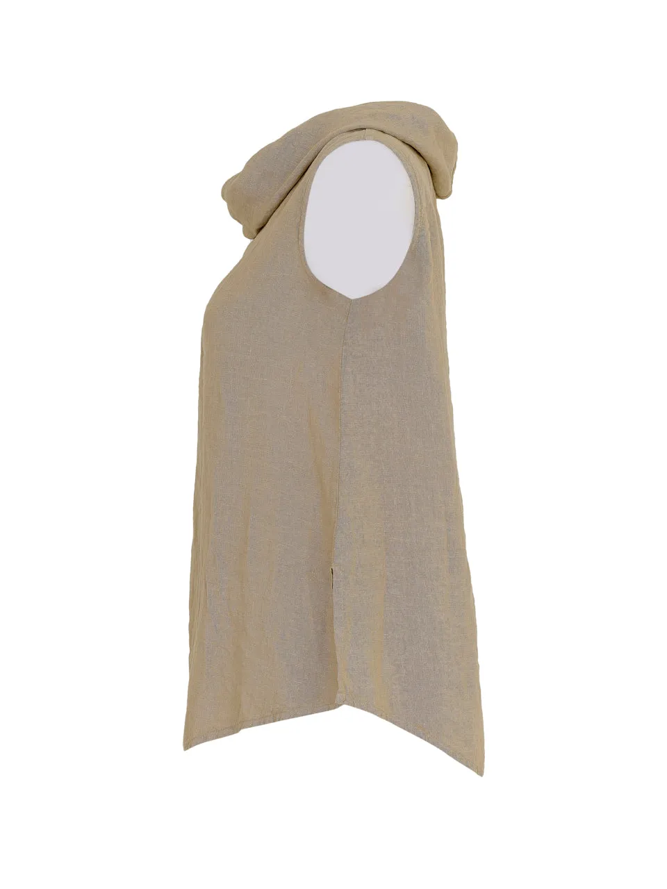 LINEN SLEEVELESS COWL TOP