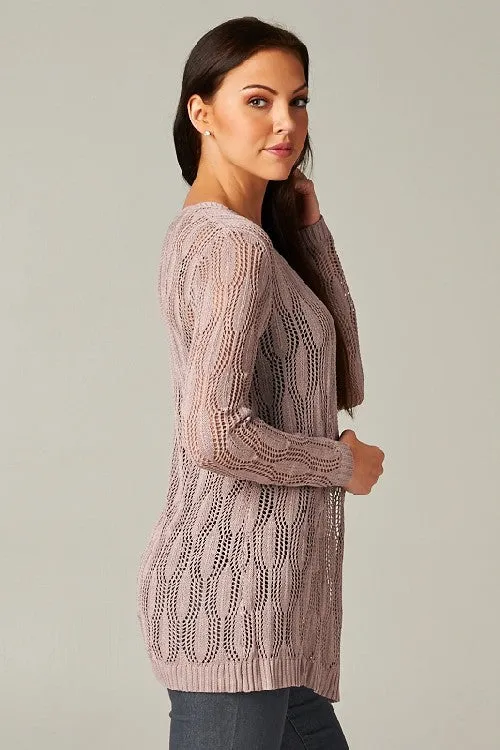 Long Sleeve Open Knit Delicate Cardigan