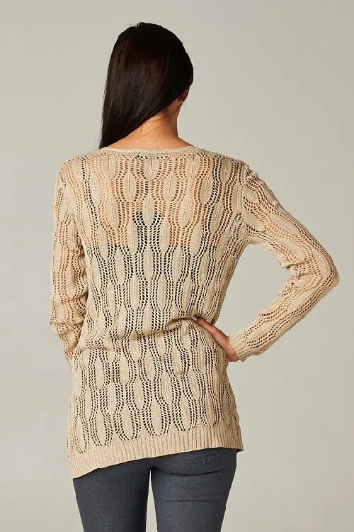 Long Sleeve Open Knit Delicate Cardigan