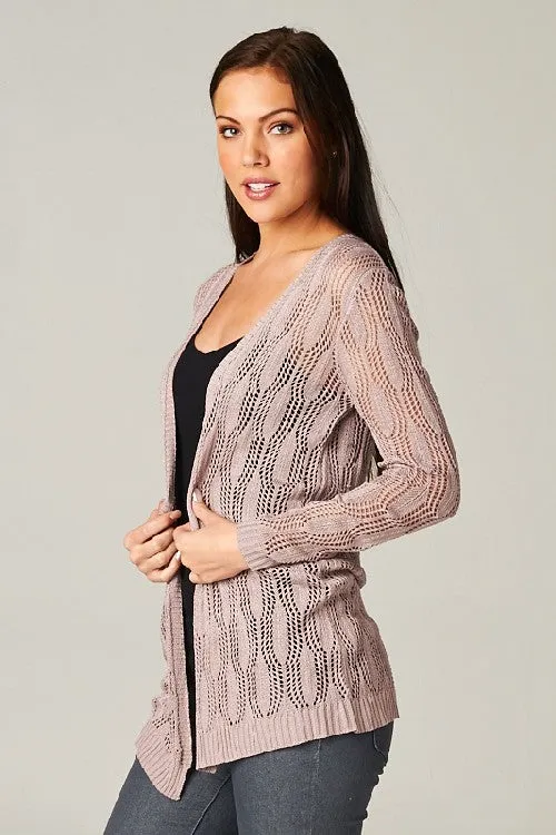 Long Sleeve Open Knit Delicate Cardigan