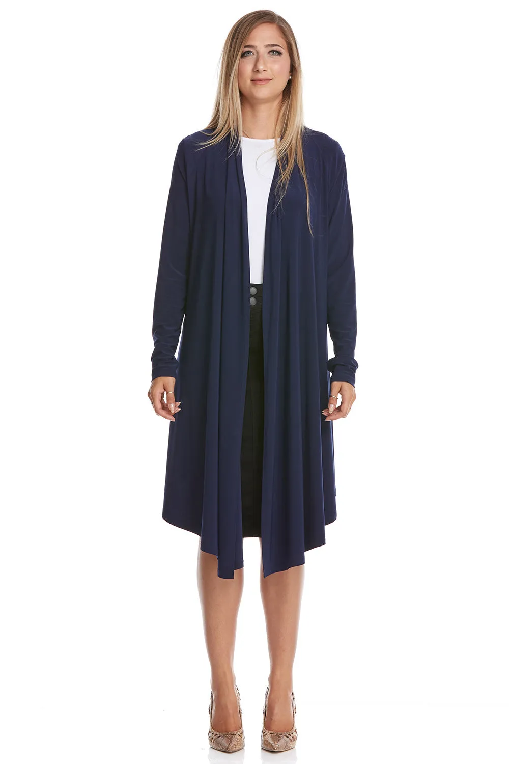 Long Sleeve Waterfall Open Front Cardigan 'Chloee'