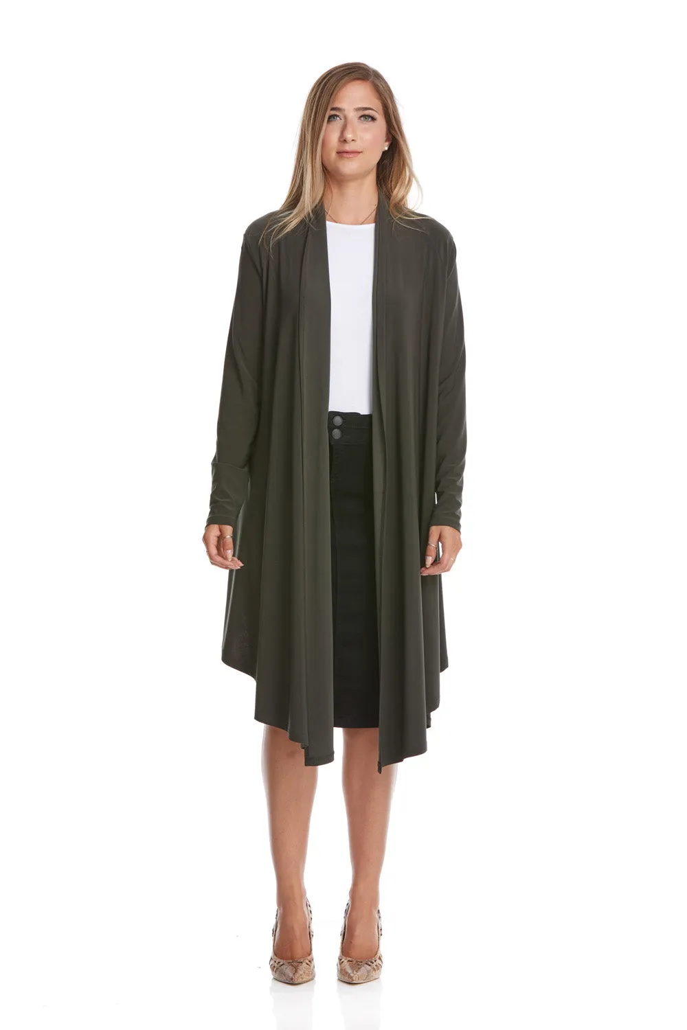 Long Sleeve Waterfall Open Front Cardigan 'Chloee'