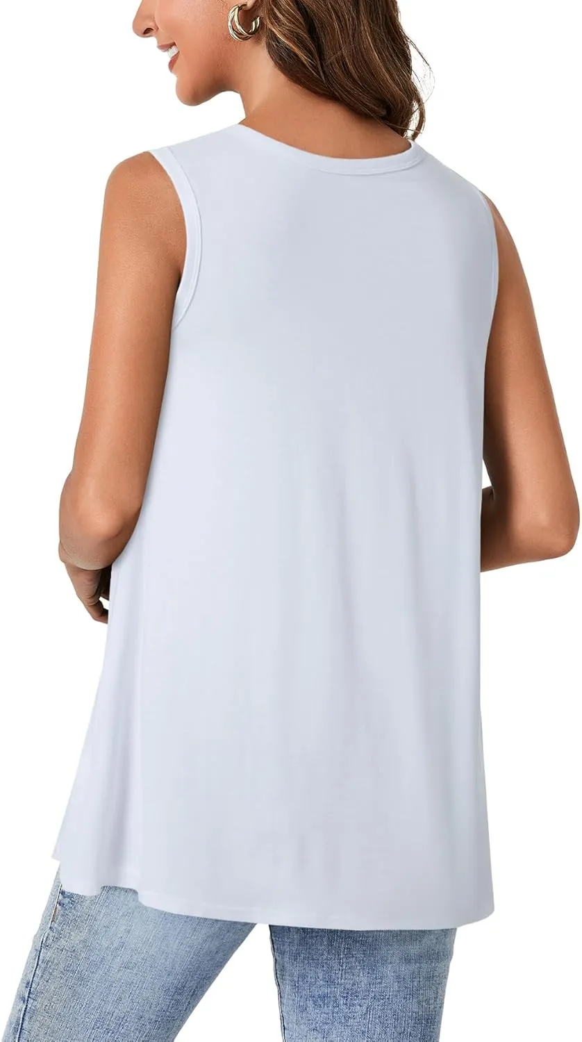 LYANER Women's Summer Tops Lace Crew Neck Sleeveless Tunic Shirts Casual Loose Flowy Blouses Tank Top