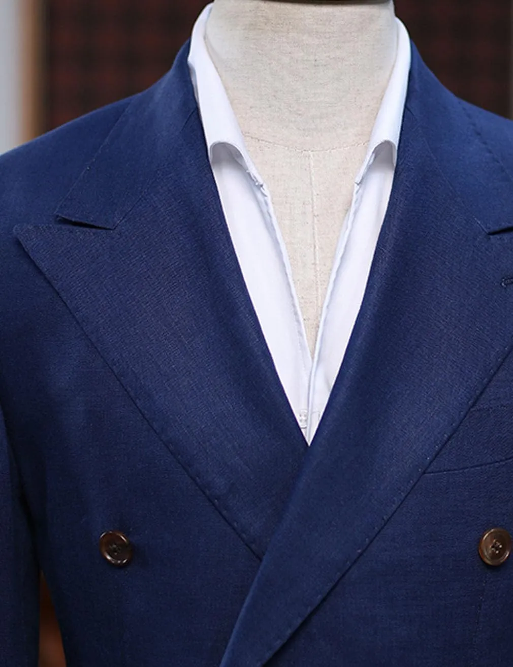 Men's Linen Blazer Double Breasted Peak Lapel Slim Fit Lightweight Jacket Evening Party Business