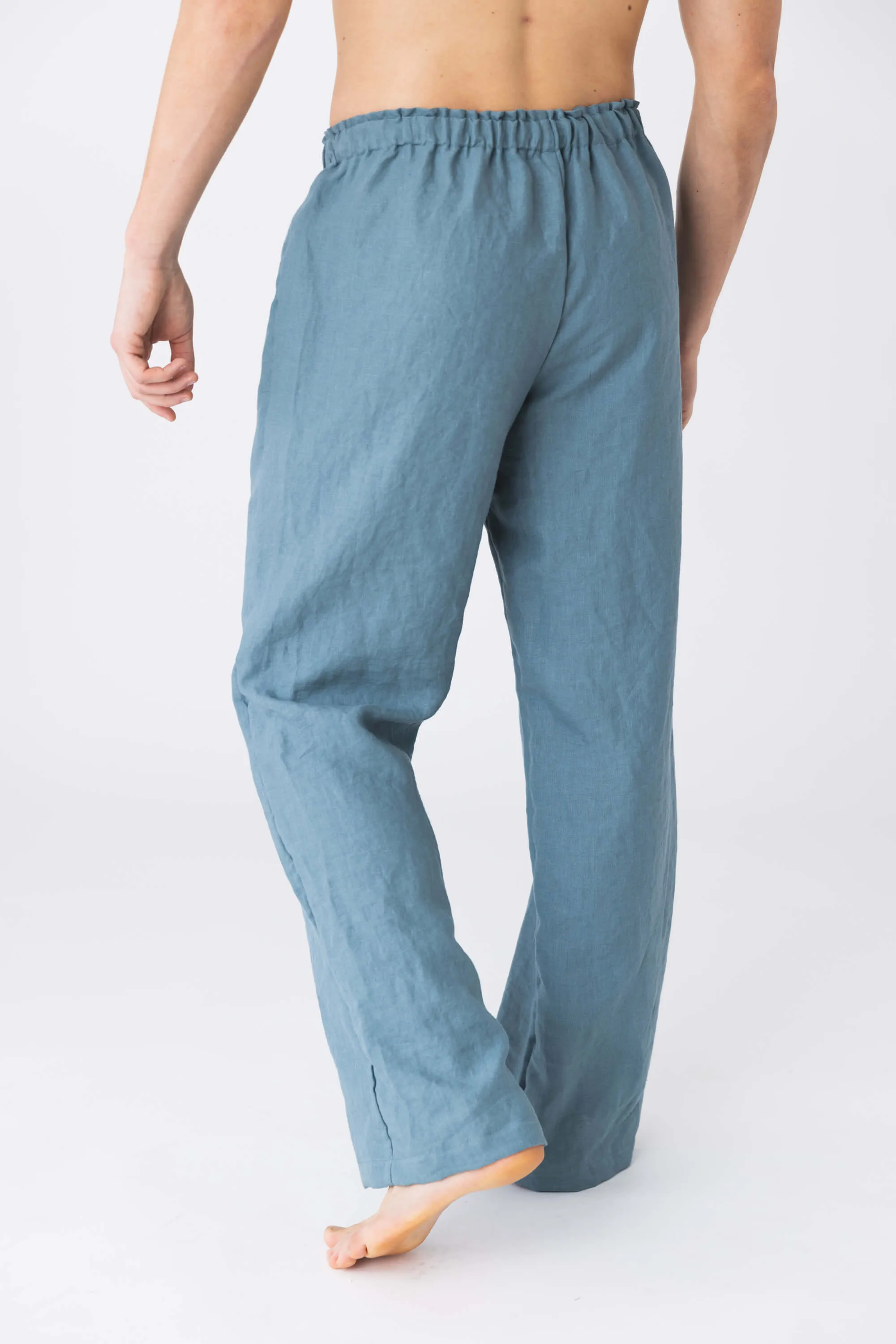 Men's Linen pajama bottoms icy blue - Diego