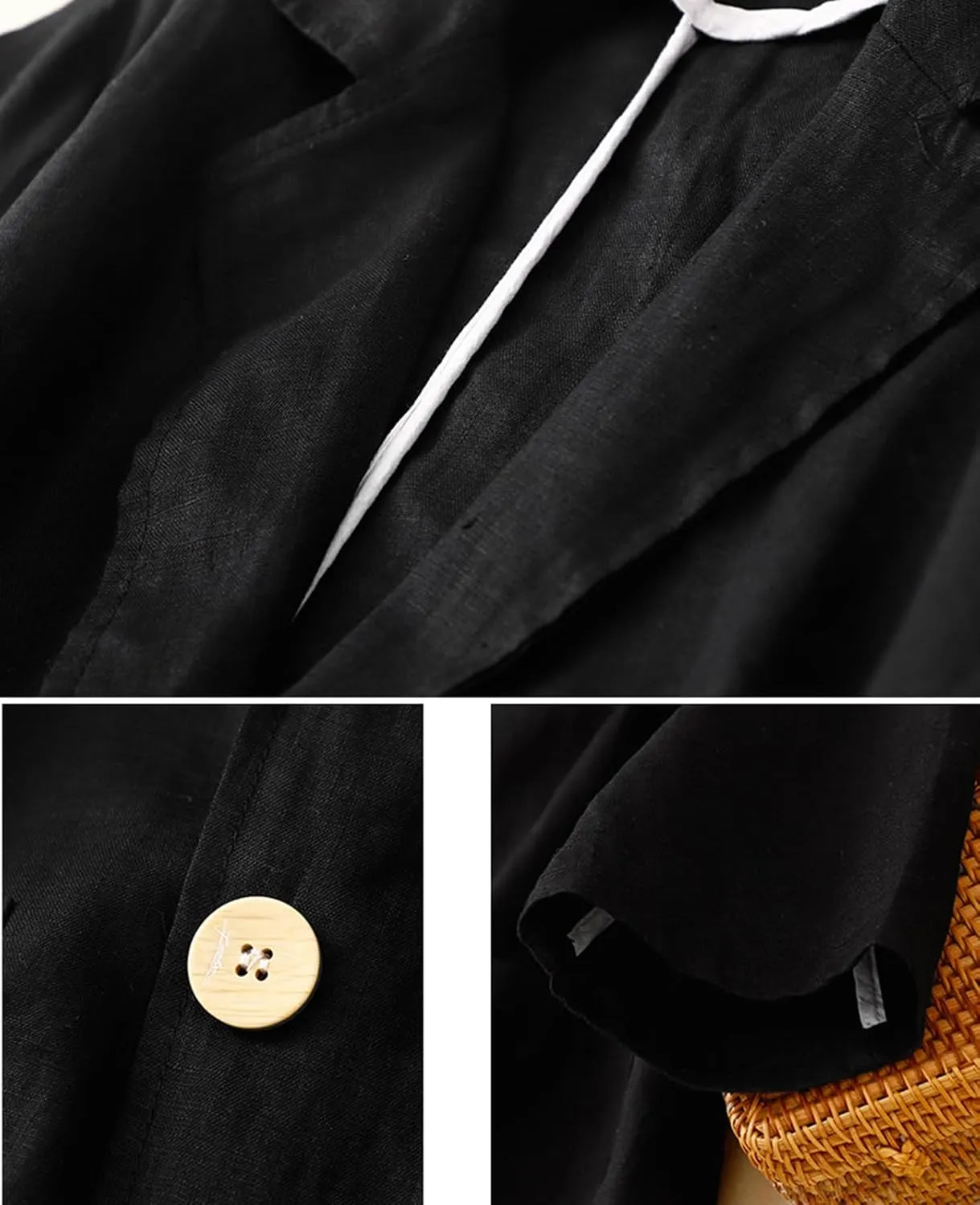 MINTLIMIT Womens Linen Blazer Summer 3/4 Sleeve Notch Lapel Work Office Suit Casual Button Blazers Jackets with Pockets