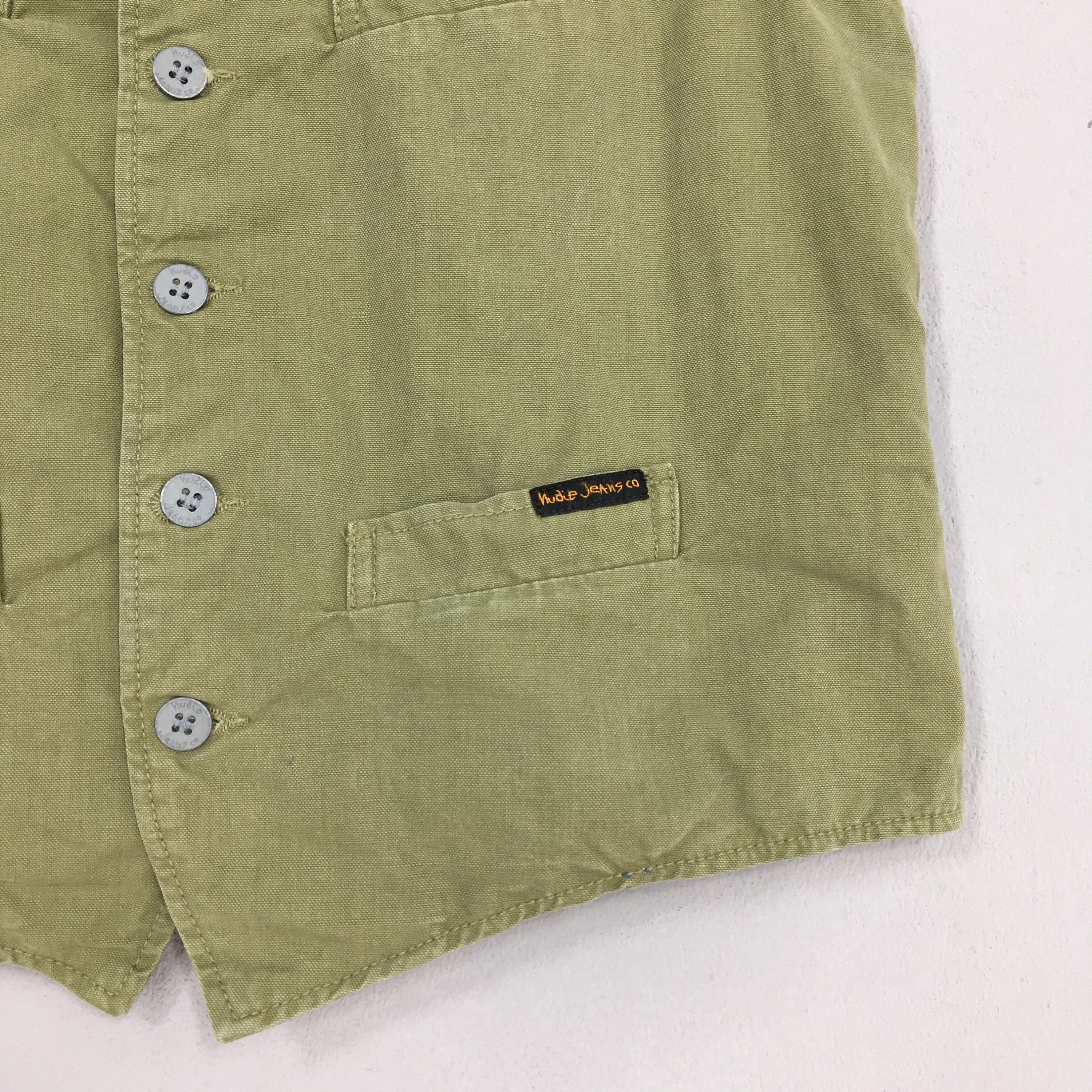 Nudie Jeans Casual Denim Vest Jacket Green Large