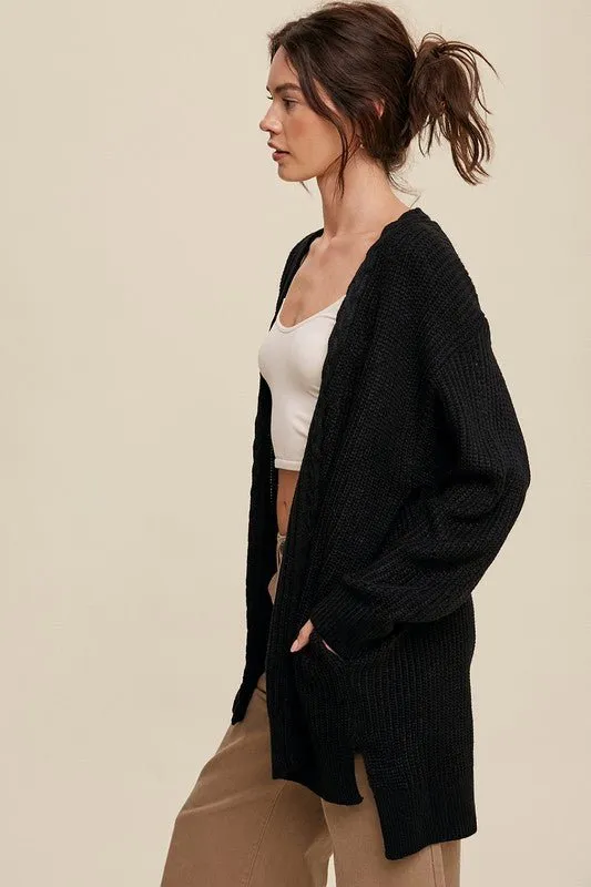 Open Front Long Cardigan