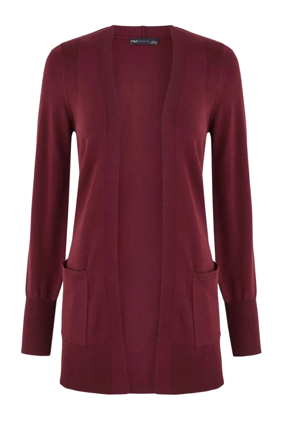 Open Front Patch Pocket Cardigan