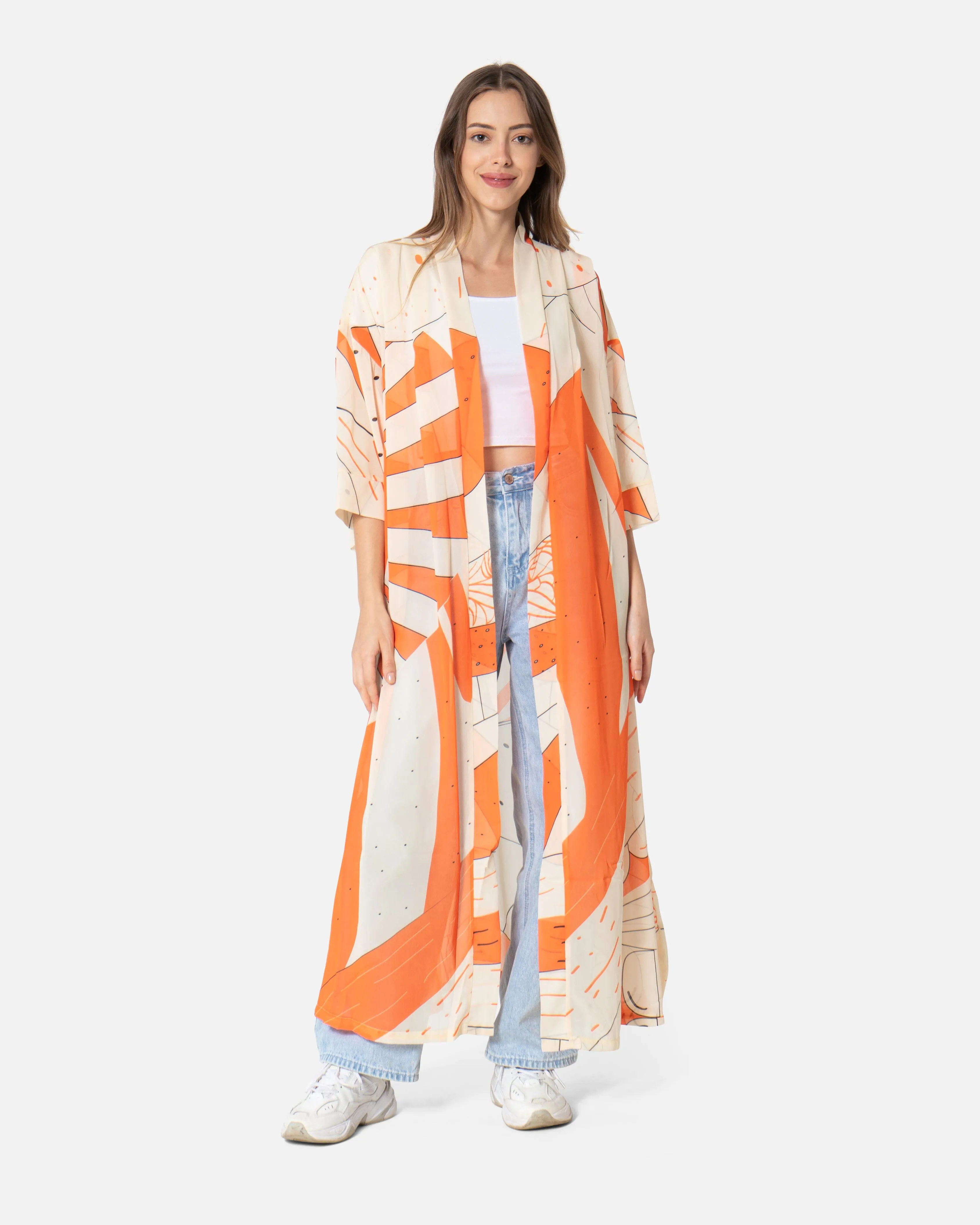 Orange Balloon - Chiffon Kimono - The Makeovr