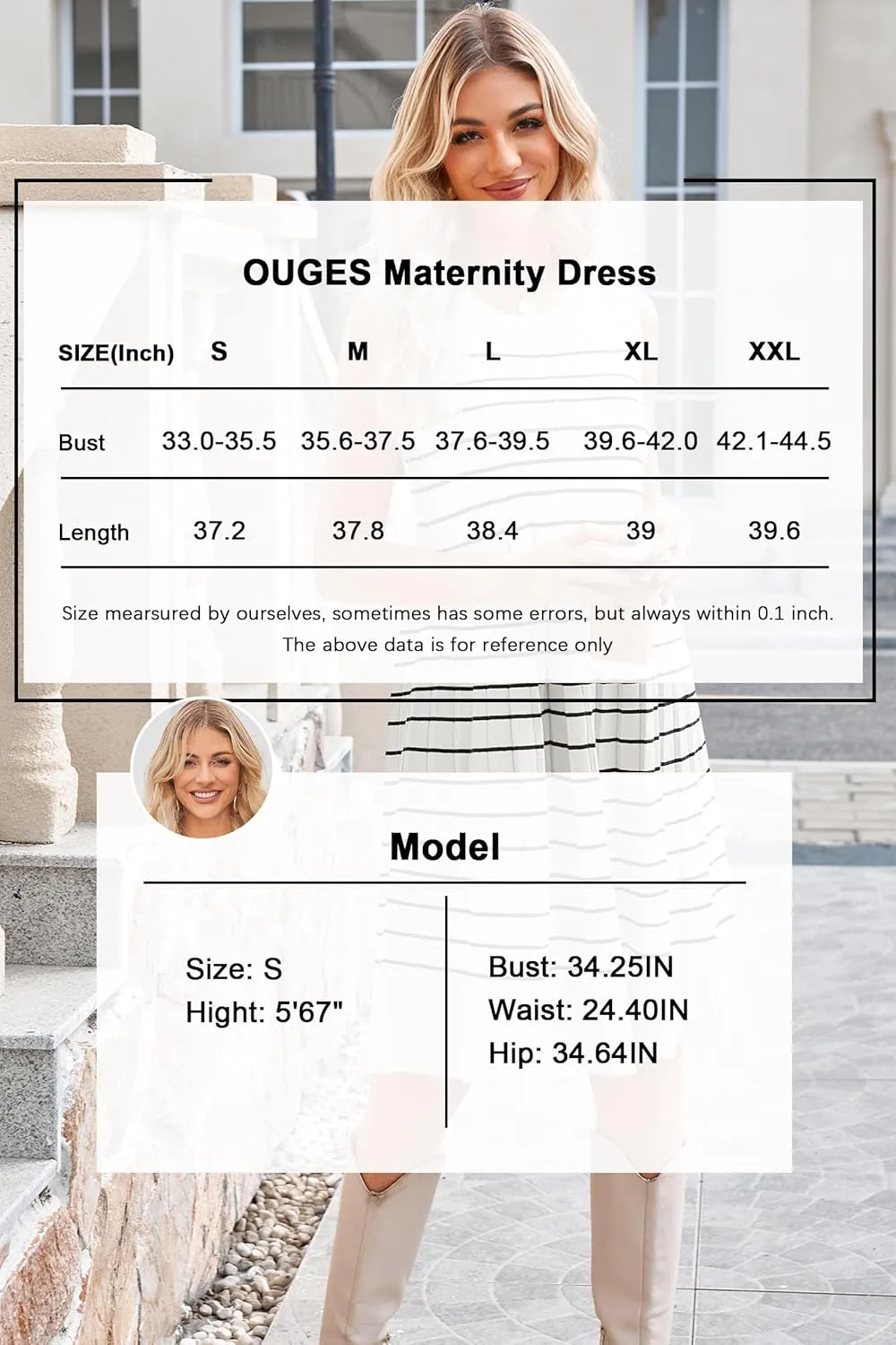 OUGES Women's 2025 Spring Maternity Dress Business Casual Outfits Pleated Sleeveless Crew Neck Ribbed Knit Short Dress