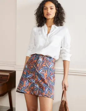 Patch Pocket Skirt-Exotic Leaves