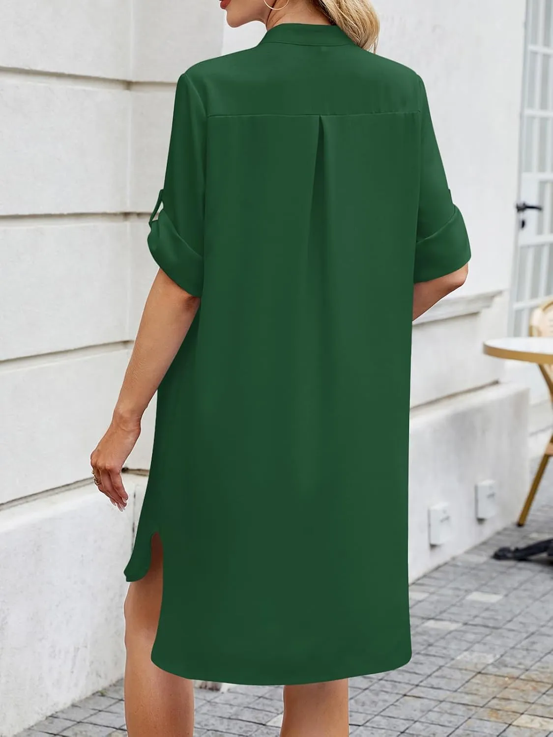 PerZeal Womens Sexy V Neck Button Down Shirt Dresses Summer Short Sleeve Casual Loose Blouses & Button-Down Shifts Cover Ups