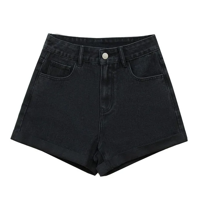 Plus Size Casual High Waisted Streetwear Denim Shorts