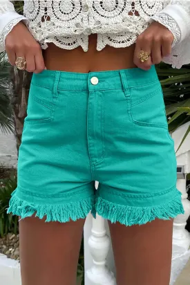 Raw Hem High Waist Denim Shorts
