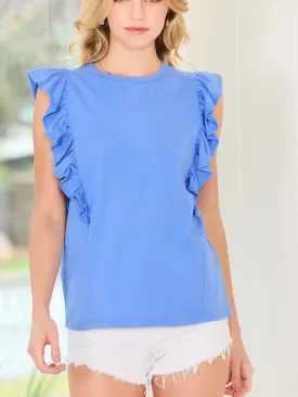 Ruffle Knit Top - White