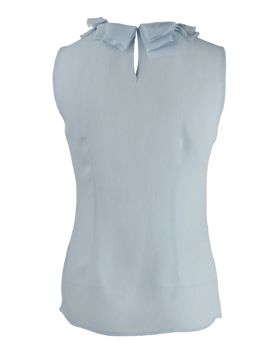 Sleeveless Ruffle-Front Chiffon Blouse