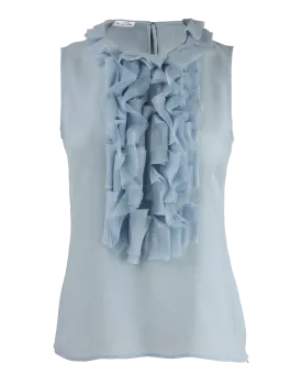 Sleeveless Ruffle-Front Chiffon Blouse