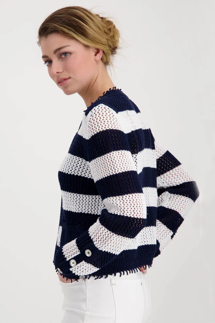 Striped Honeycomb Knitted Cardigan | FINAL SALE