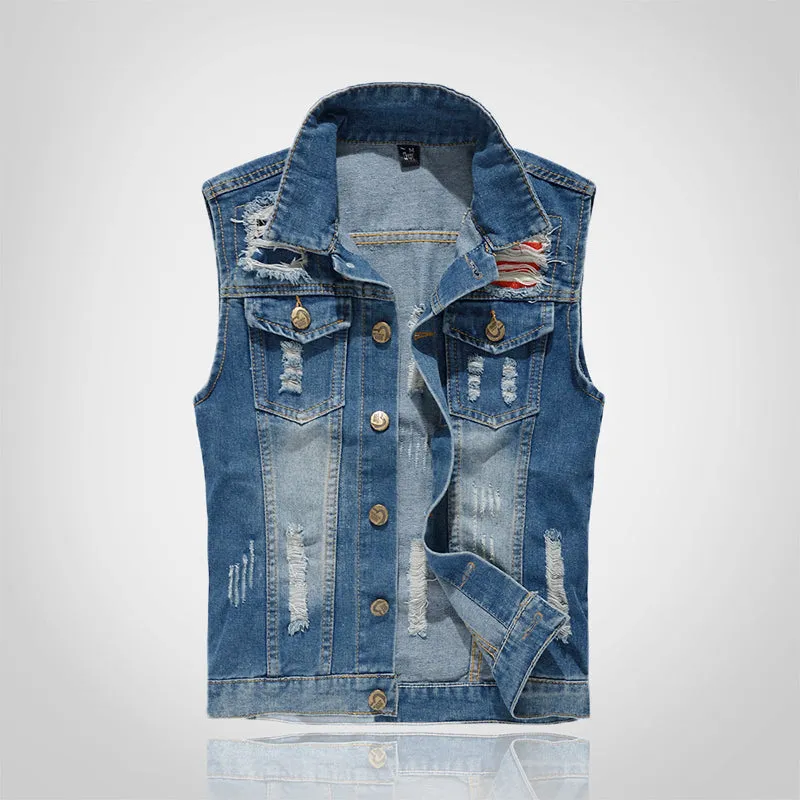 Stylish Motorcycle Ripped Denim Vest