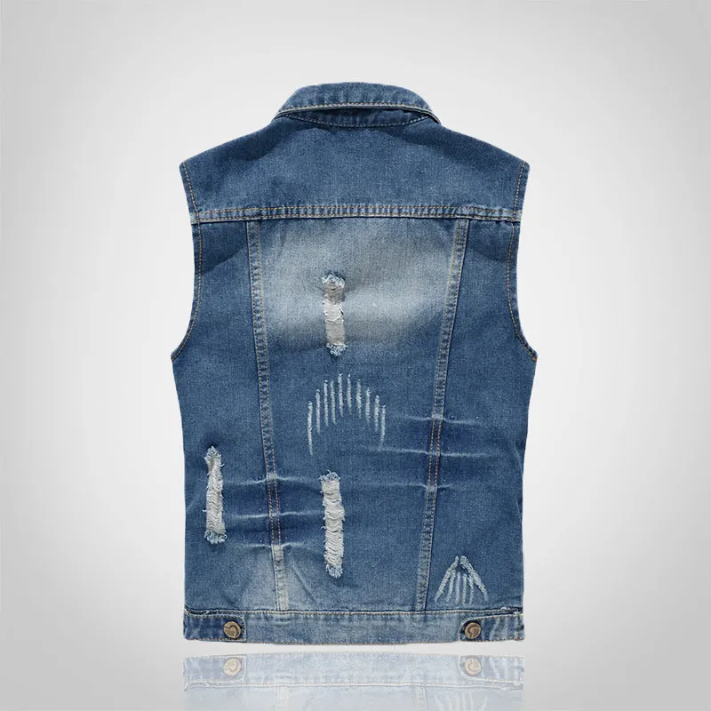 Stylish Motorcycle Ripped Denim Vest