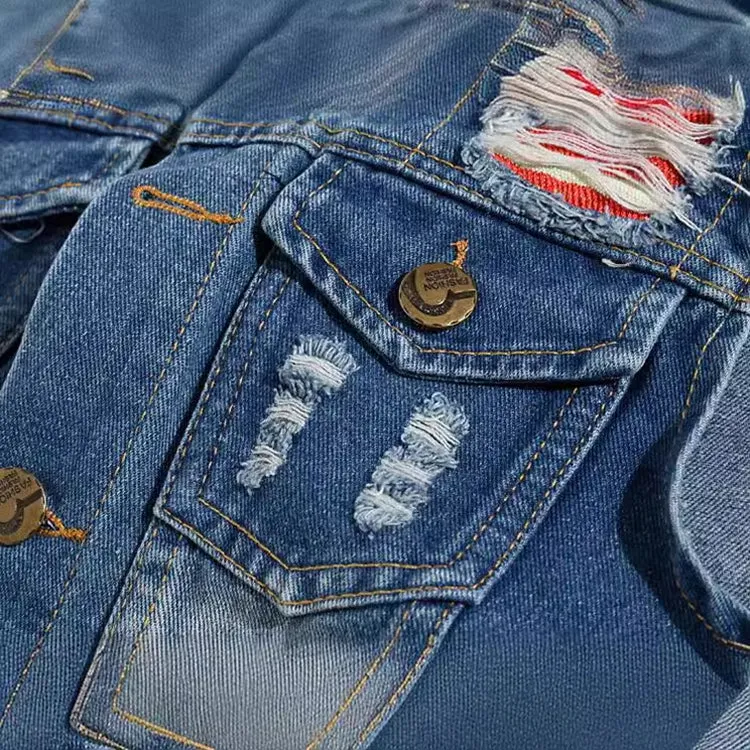 Stylish Motorcycle Ripped Denim Vest