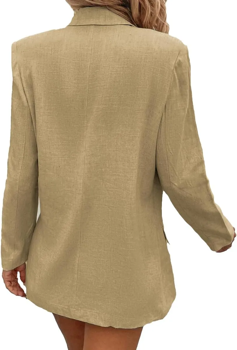 Summer Linen Blazers Jackets for Women Lightweight 2024 Spring Long Sleeves Business Casual Outfits Work Office Blazer Suit