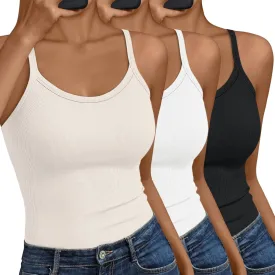SUNBS Womens 3 Pack Tank Tops Summer Fashion Sleeveless Ribbed Workout Basic Soft Camisole Going Out Gym Spring Clothes 2025