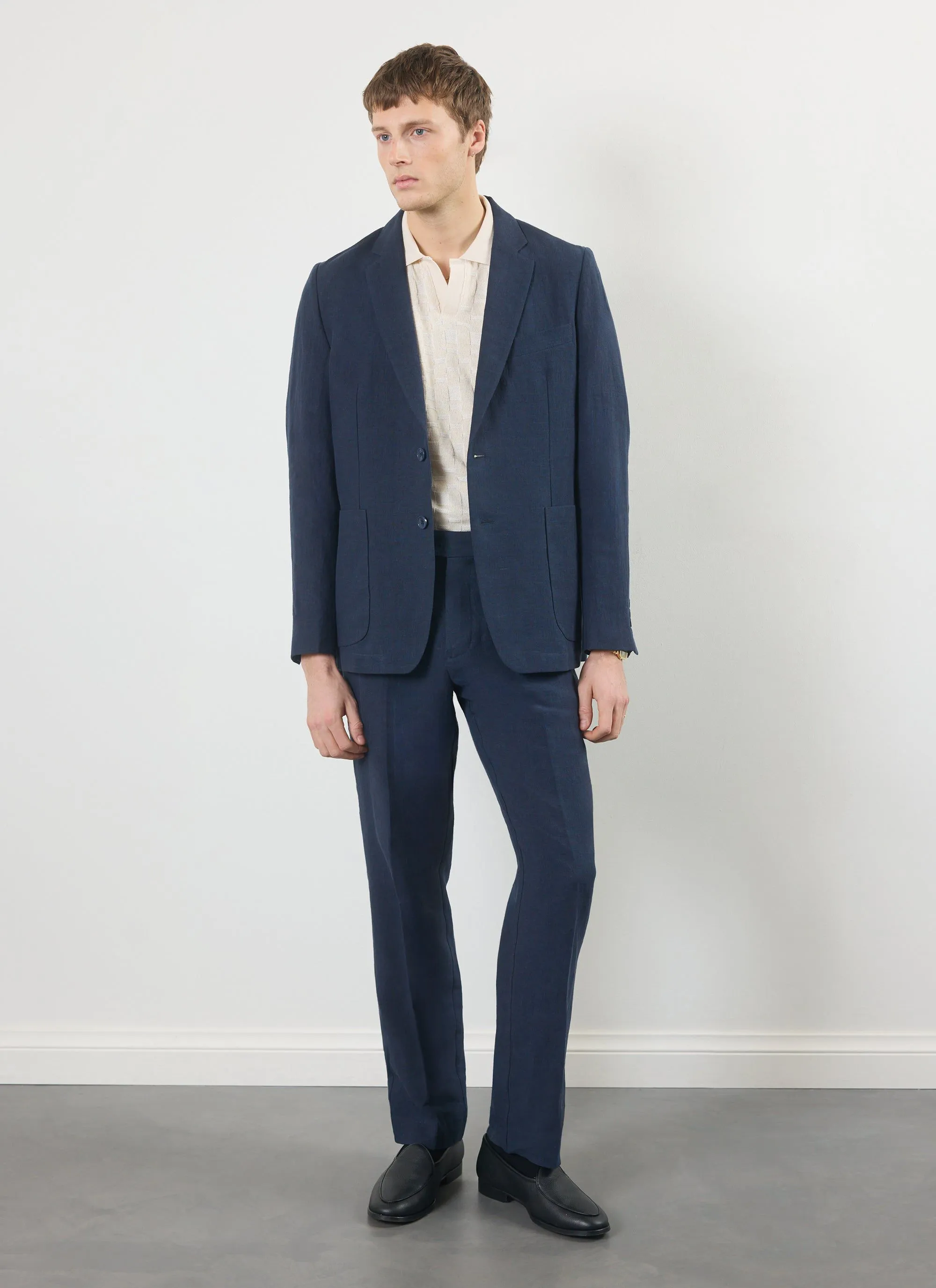Tailored Linen Trousers | Navy