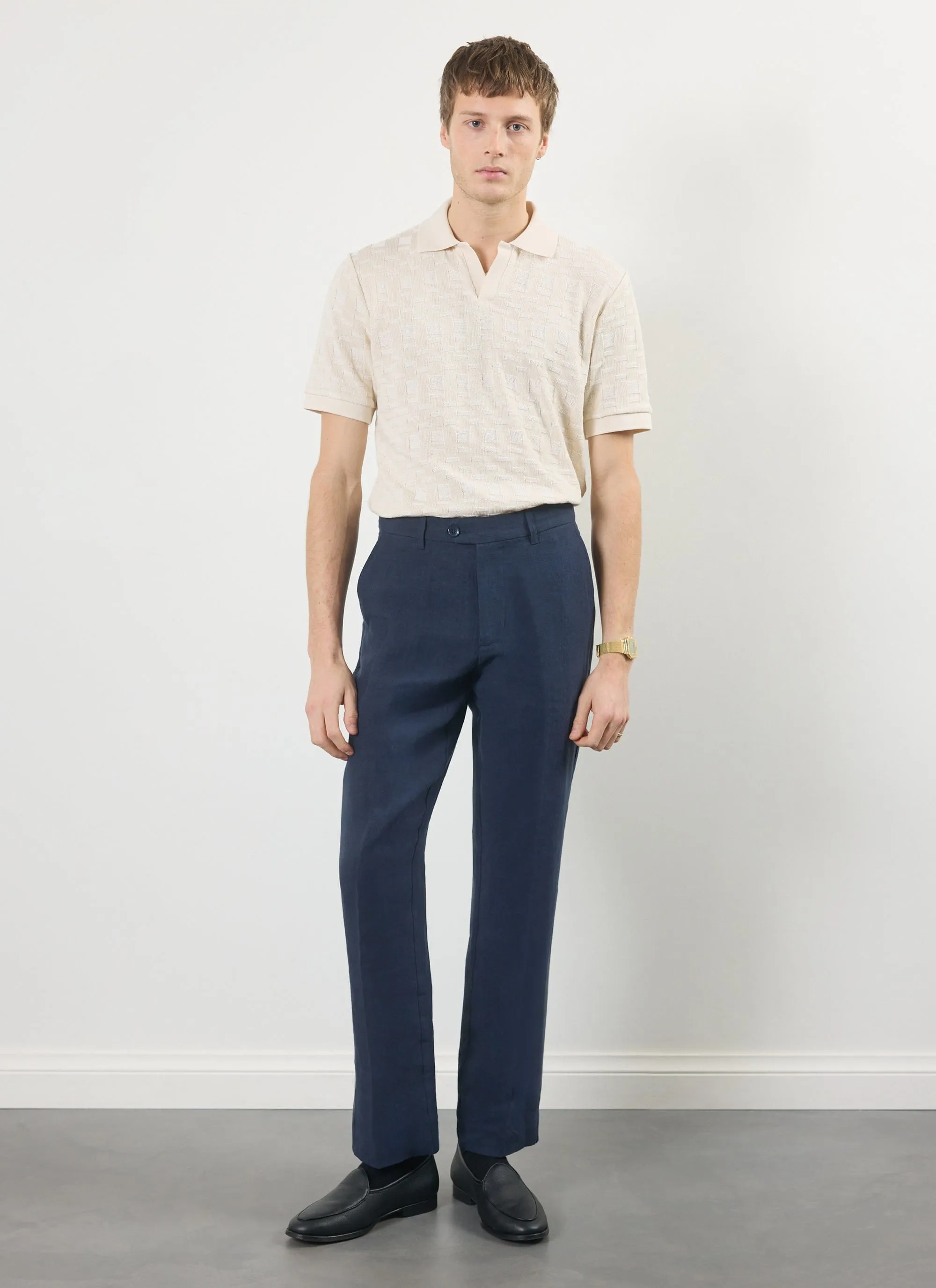 Tailored Linen Trousers | Navy