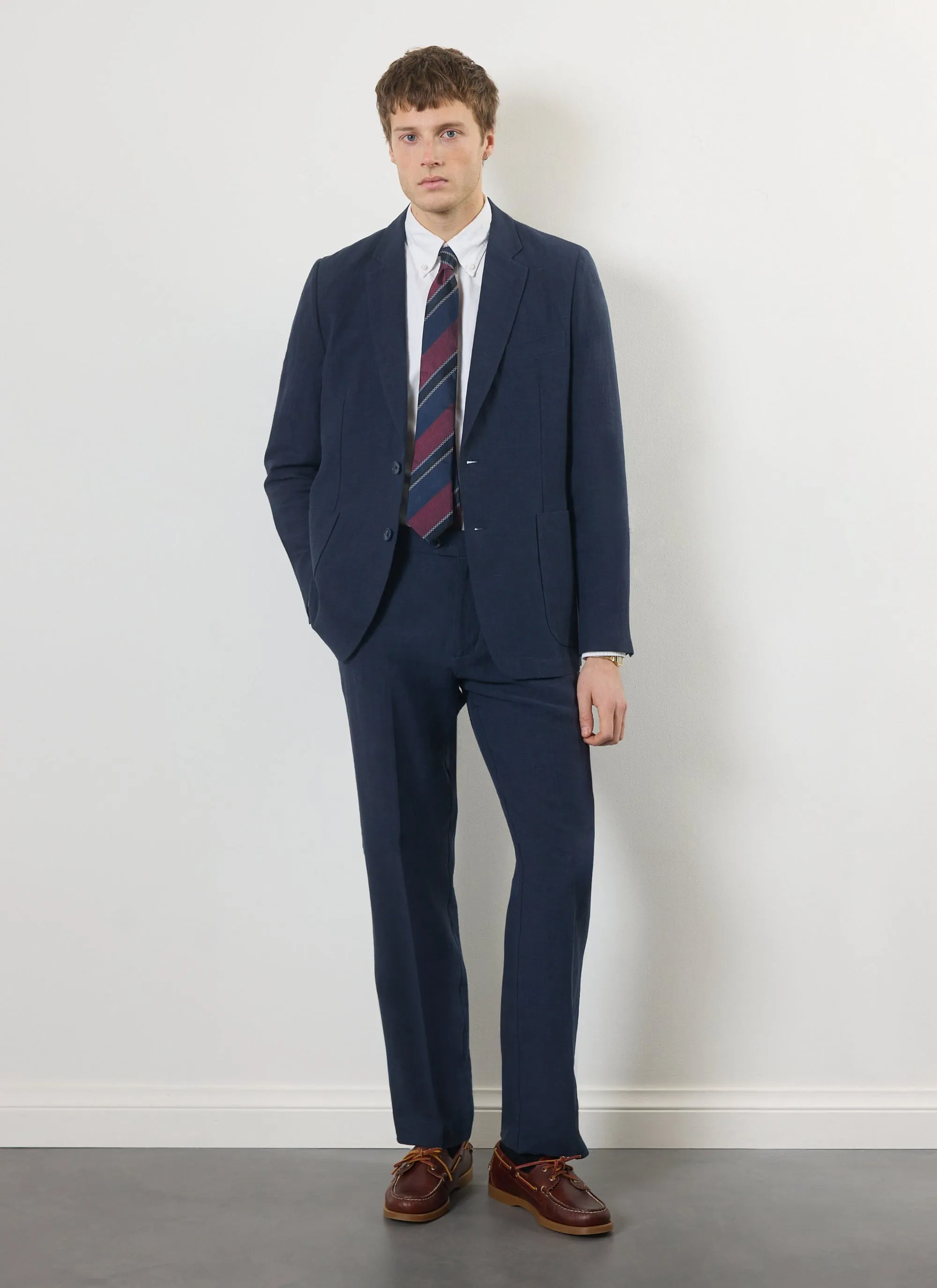 Tailored Linen Trousers | Navy