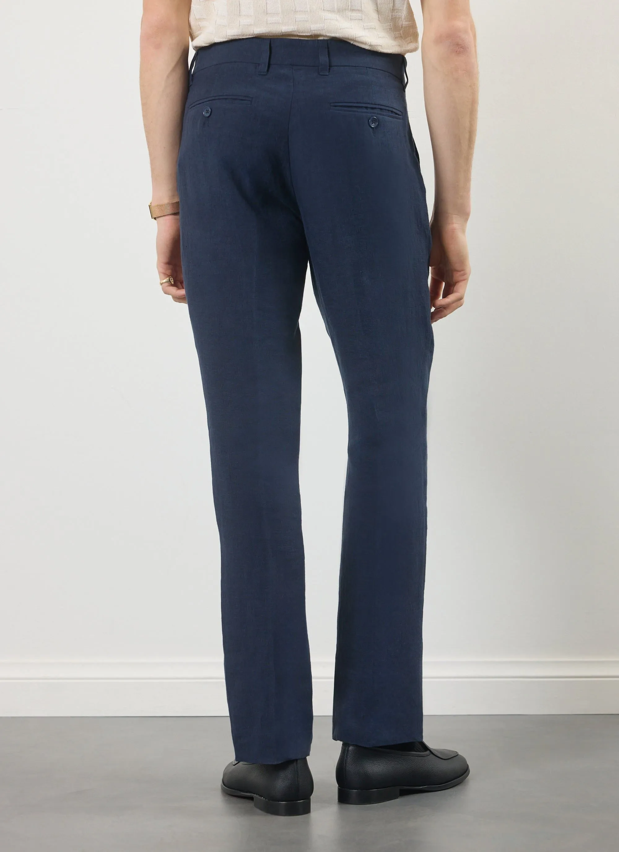 Tailored Linen Trousers | Navy