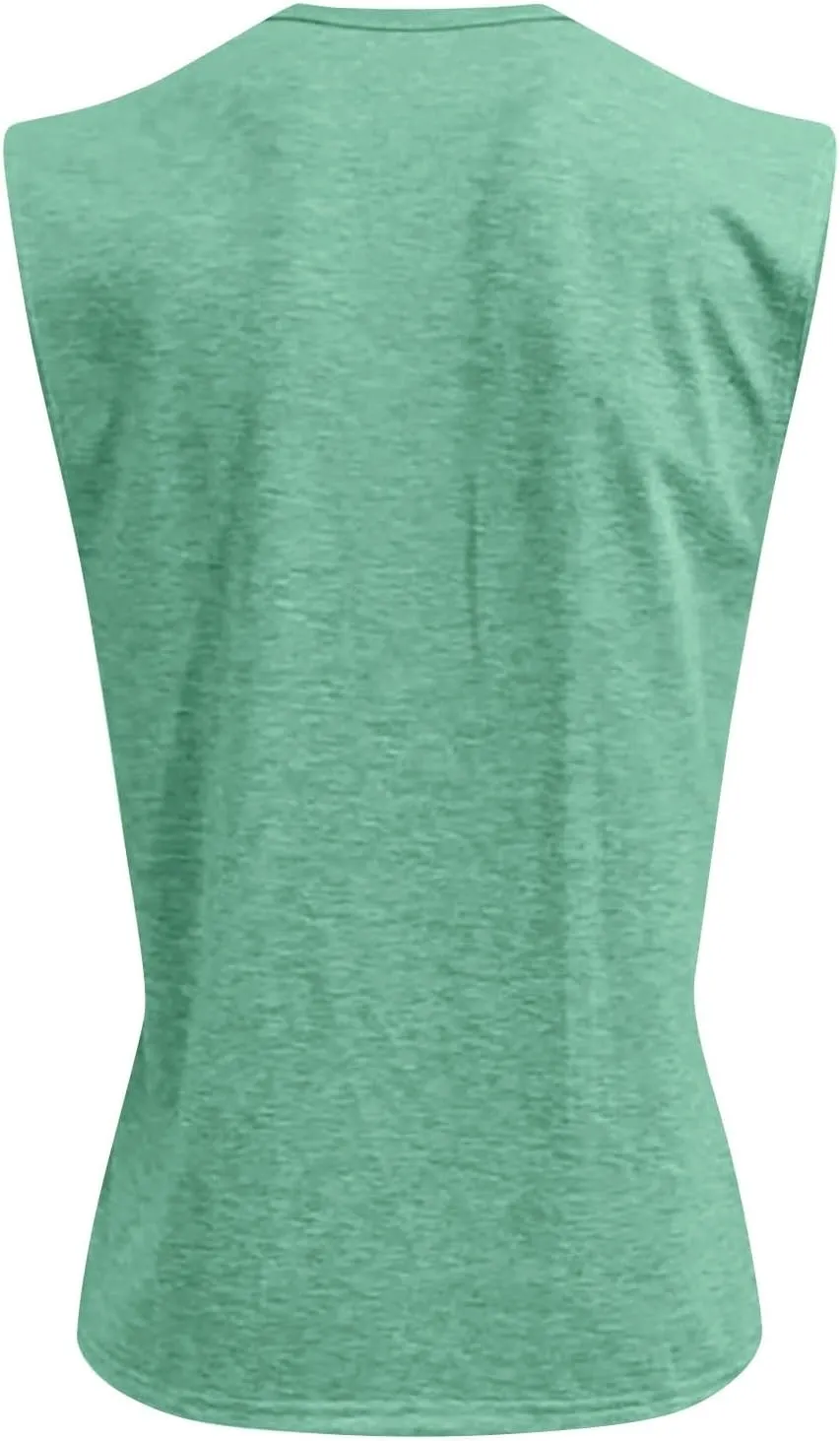 Tank Tops Men Big and Tall Henley Shirts Sleeveless Muscle Gym Workout Running Beach Summer Vintage Button Up Biker Tee Vest