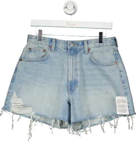 Topshop Light Blue A-Line Denim Shorts UK 12