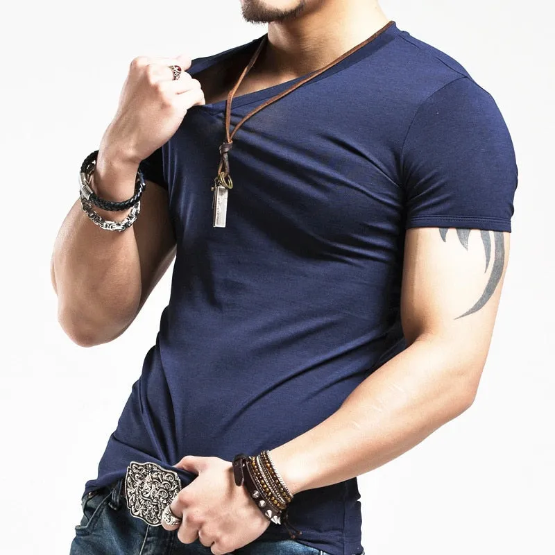 V neck Fitness Casual T-shirt