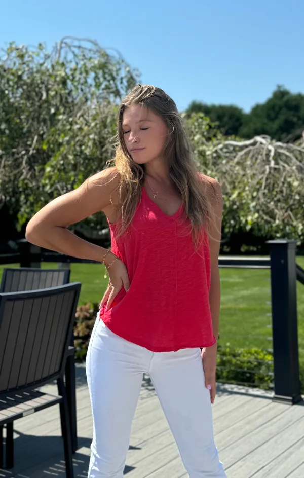 V Neck Tank with Center Front Seam