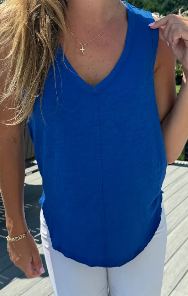 V Neck Tank with Center Front Seam