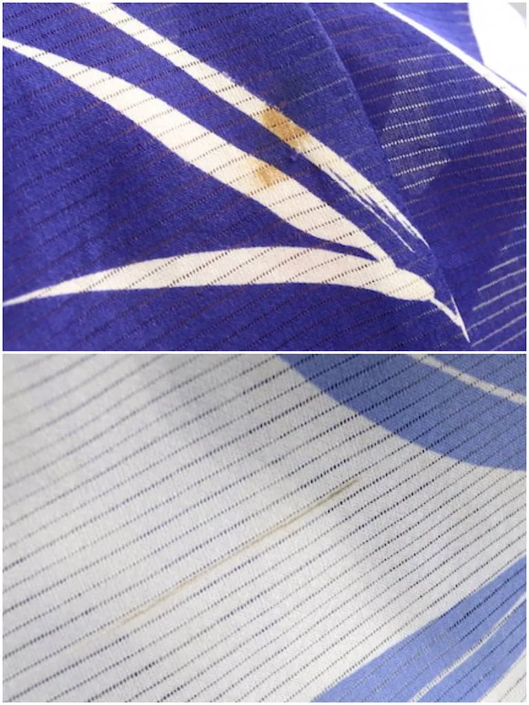 Vintage Blue Bamboo Silk Kimono Robe