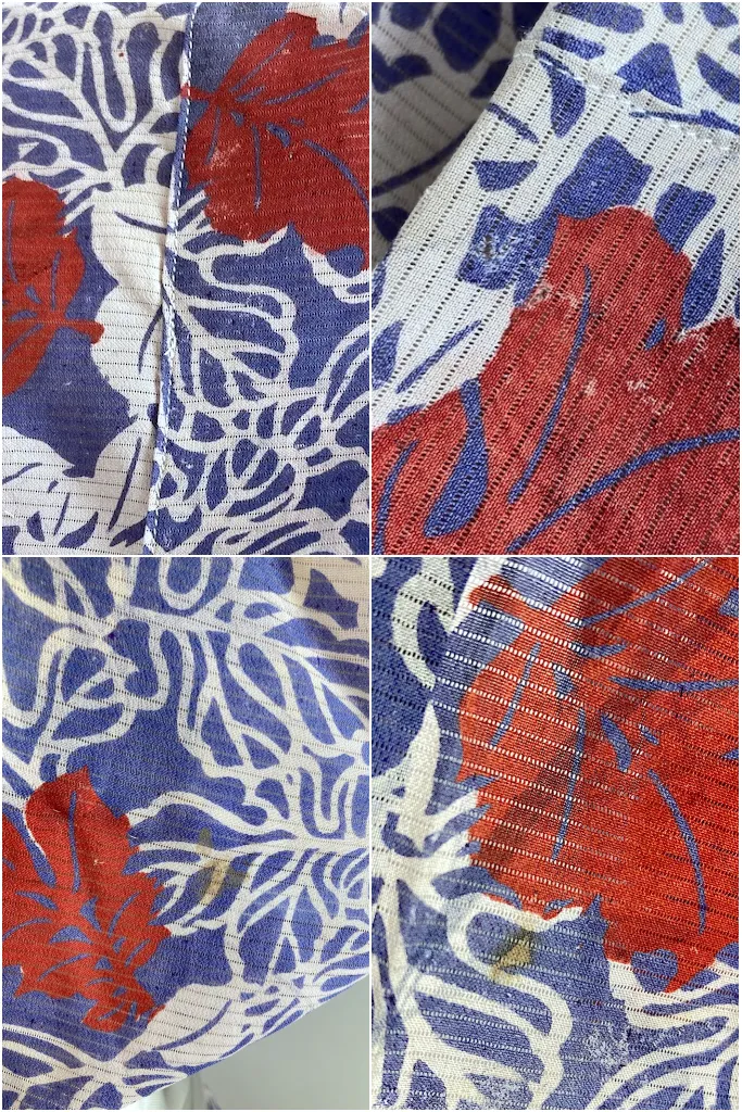 Vintage Blue Leaves Summer Silk Kimono