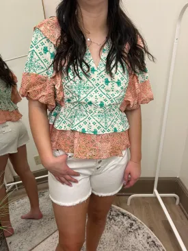 White Button Fly Denim Shorts with Raw Hem - Summer Wardrobe Essential