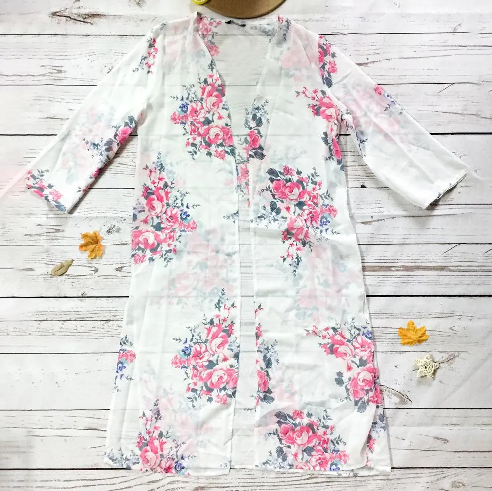 White Floral Kimono