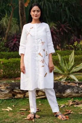 White Pure Linen Pencil Pants