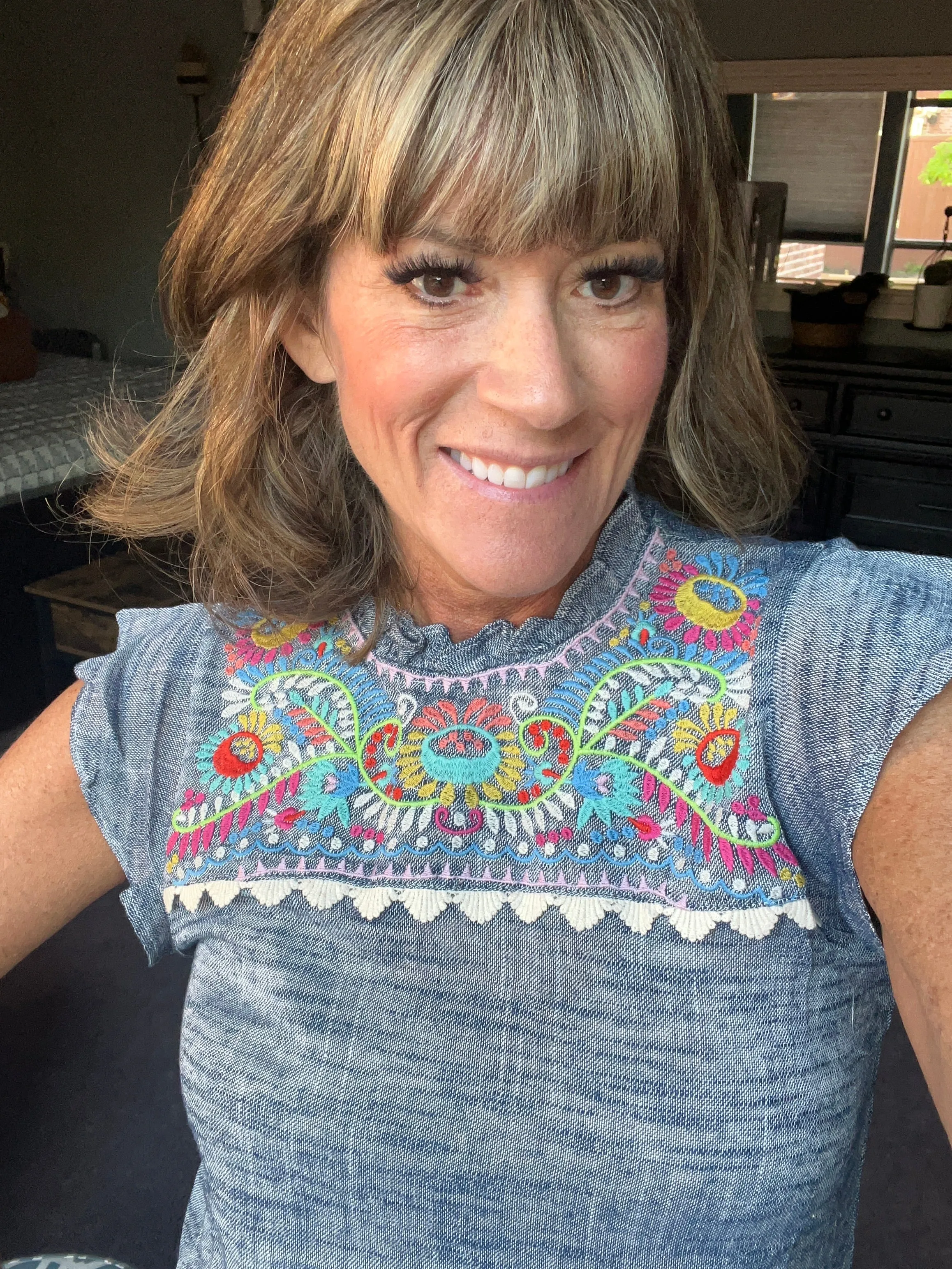 With a Smile Embroidered Top-THML