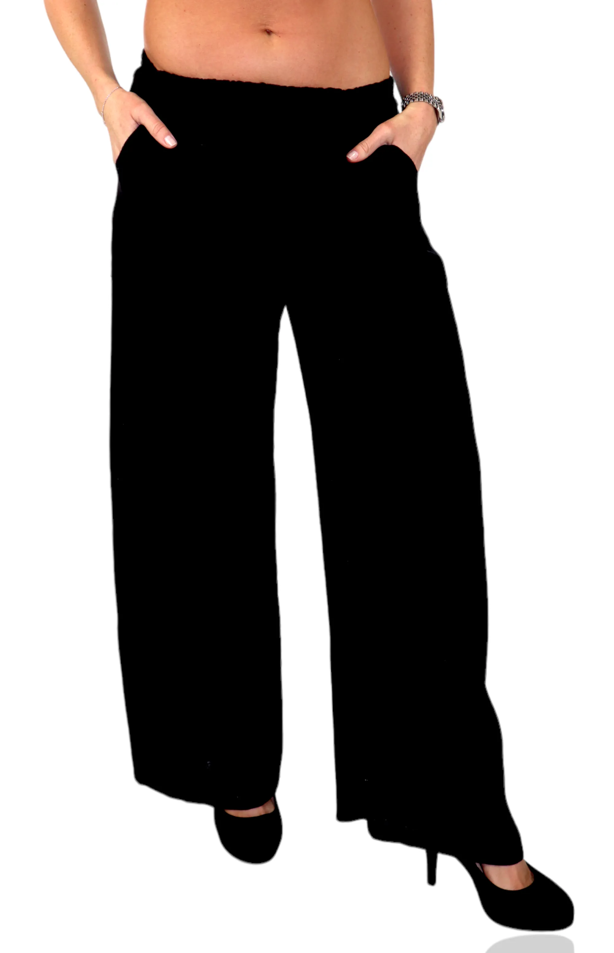 Women Linen Wide Legged Breathable Pants with Square Pockets