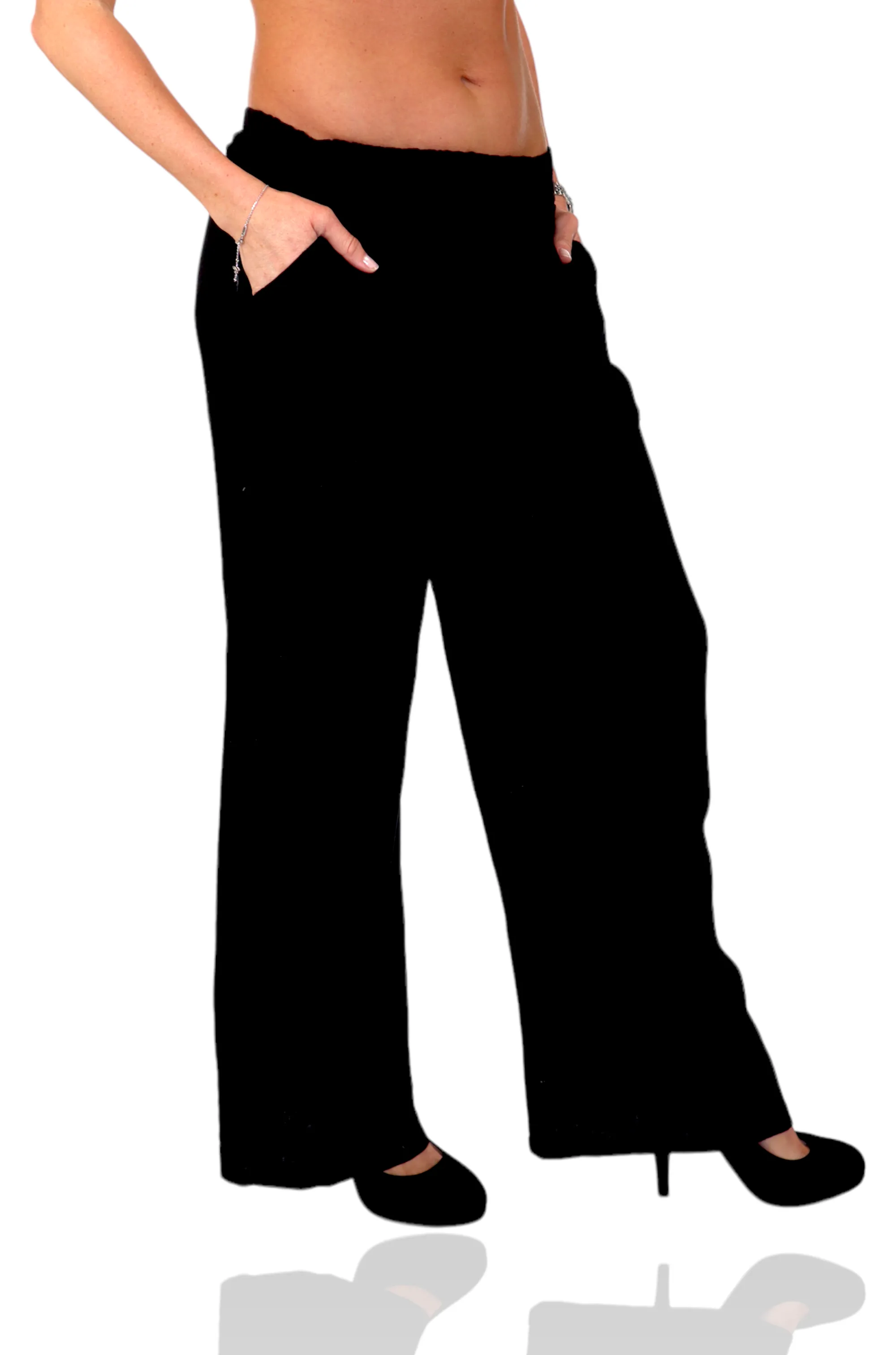 Women Linen Wide Legged Breathable Pants with Square Pockets