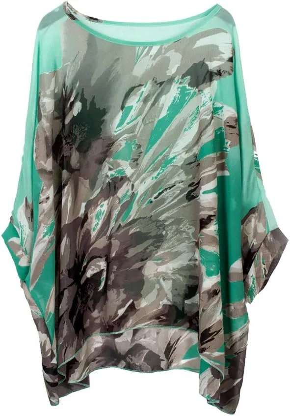 Women's Bohemian Style Summer Beach Lagenlook Top Kimono Loose Waterfall Chiffon Kaftan Poncho Shirt