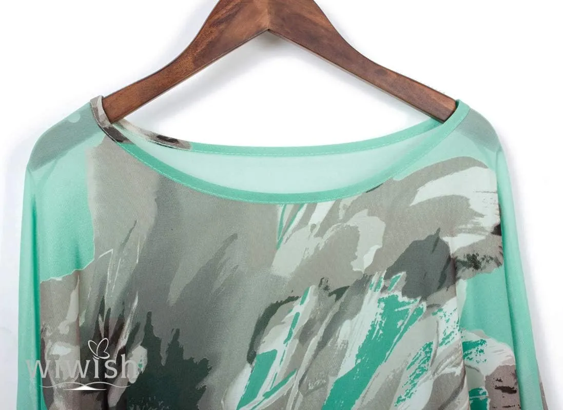 Women's Bohemian Style Summer Beach Lagenlook Top Kimono Loose Waterfall Chiffon Kaftan Poncho Shirt