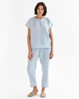 Women's linen pajama set RAVELLO in Blue gingham